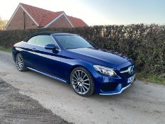 2018/18 REG MERCEDES-BENZ C220 AMG LINE PREMIUM + 2.2 DIESEL AUTOMATIC CONVERTIBLE BLUE *NO VAT*