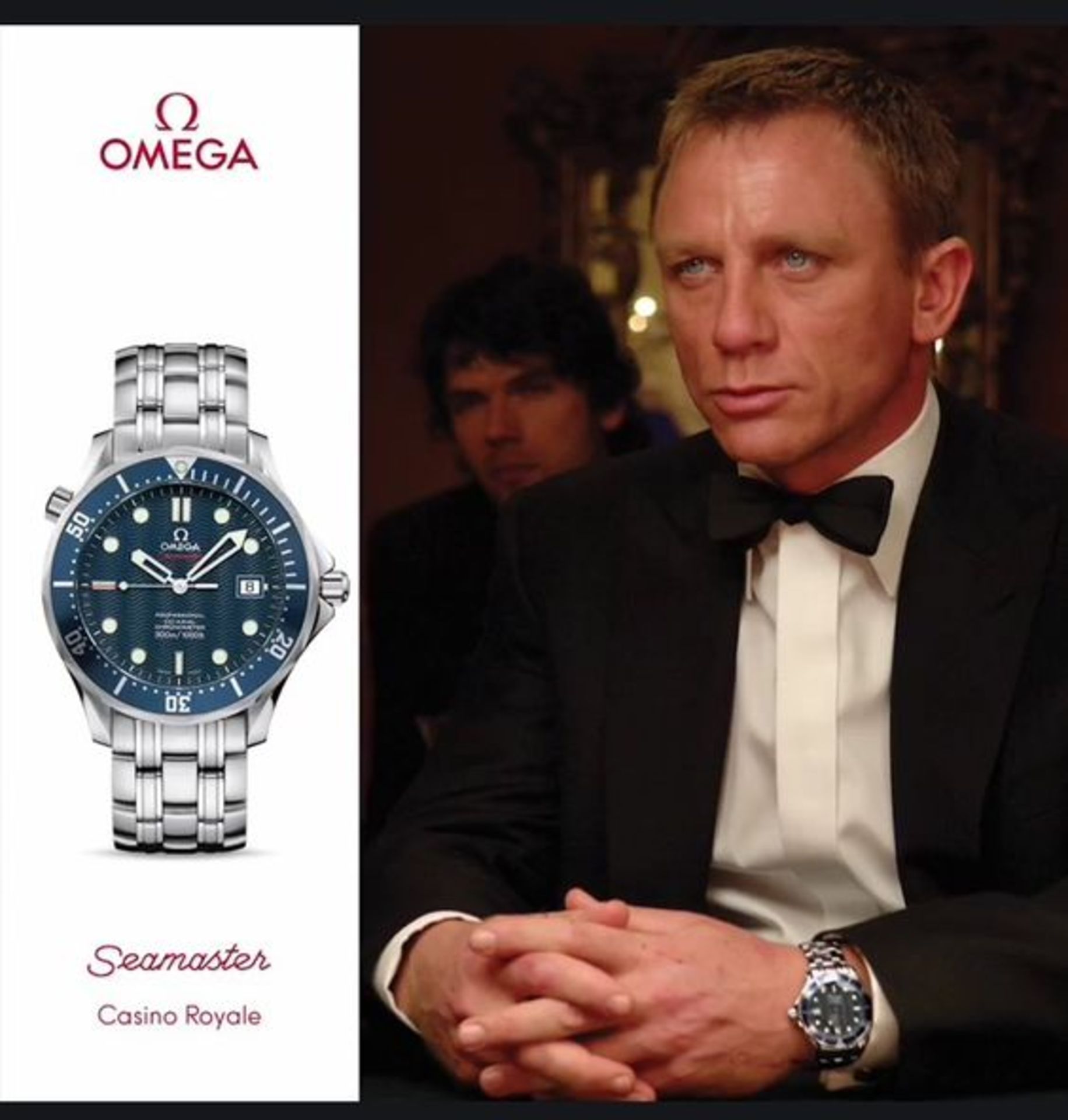 Omega Seamaster Professional 300m Mid Size James Bond Blue Wave Dial Mens Watch