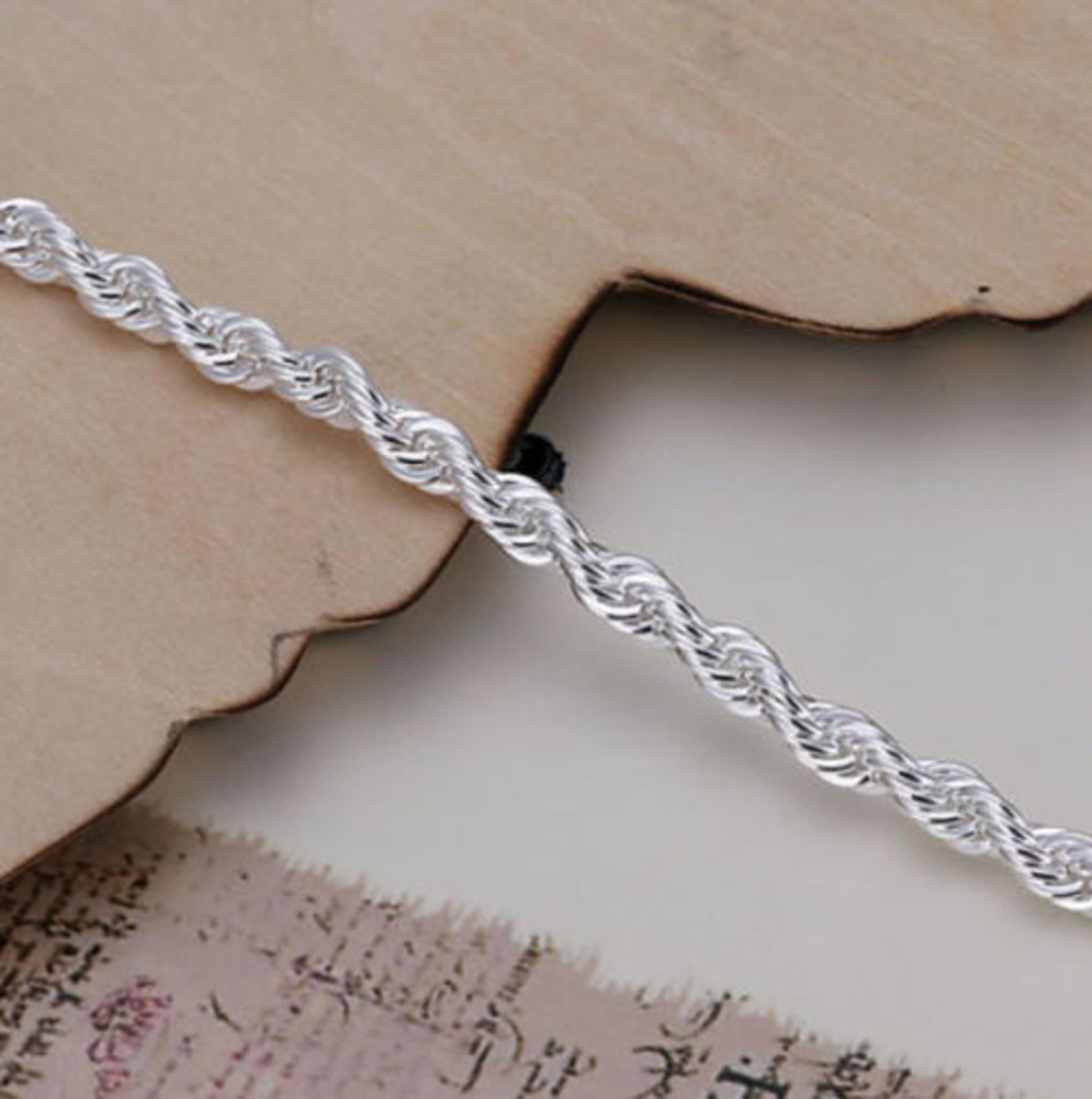 925 Sterling Silver Twisted Rope Bracelet 3mm Thick Chain Link *NO VAT* - Image 4 of 4