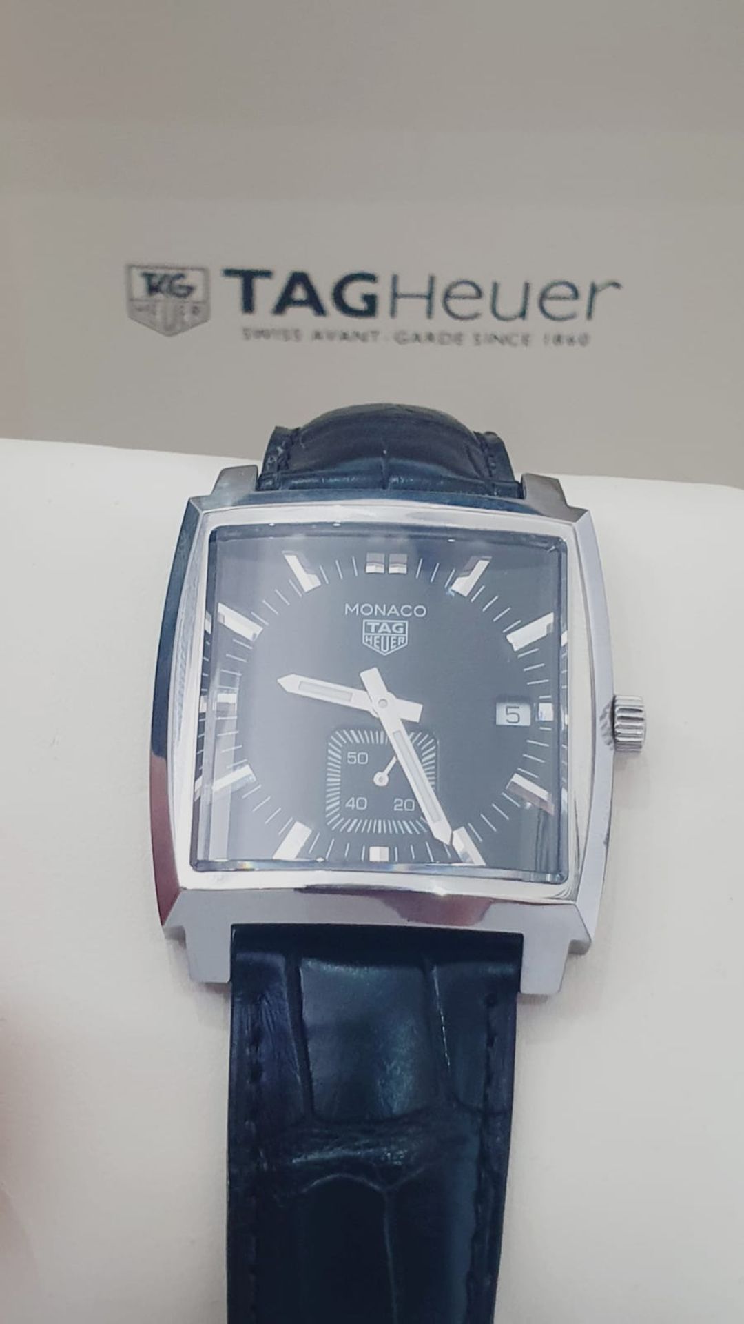 TAG HEUER MONACO MENS 37MM, WITH BOX & GUARANTEE CARD.NO VAT - Image 5 of 10