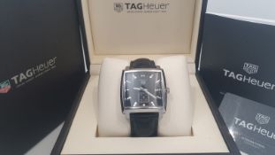 TAG HEUER MONACO MENS 37MM, WITH BOX & GUARANTEE CARD.NO VAT