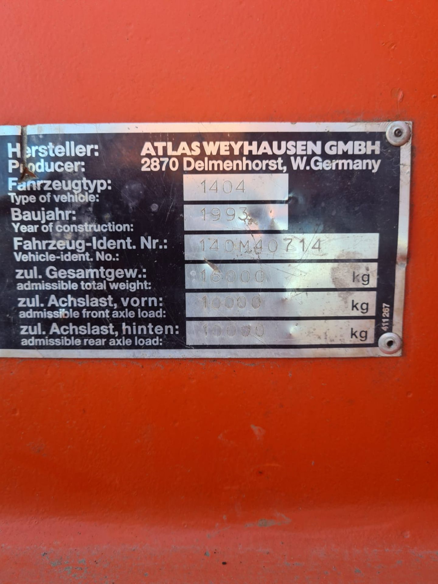 Atlas Rubber tyre excavator 16 ton 4 Cylinder deutz engine with front blad 10426 hours 4wd year 1993 - Image 13 of 14