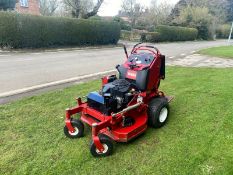 TORO GRANDSTAND STAND ON MOWER, ZERO TURN, 620 HOURS FROM NEW, MANUFACTURED YEAR 2015.