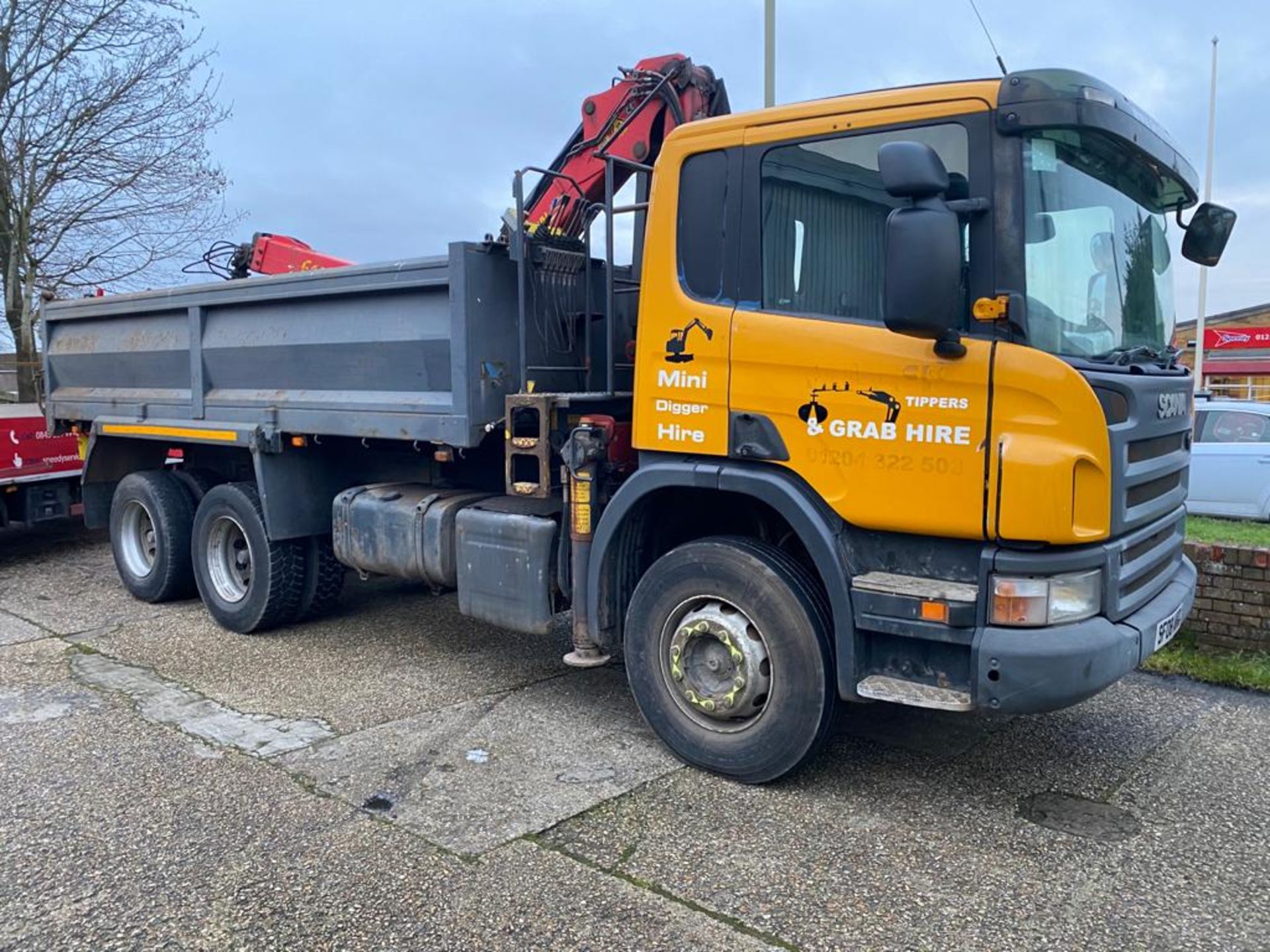 2008/08 REG SCANIA P-SRS C-CLASS P 340 CB 6X4 DAY YELLOW DIESEL GRAB TIPPER - *PLUS VAT