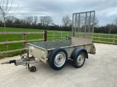 IFOR WILLIAMS SINGLE AXLE TRAILER, 8' X 4', EXTRA LONG TAILGATE.