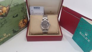 ROLEX OYSTER PERPETUAL DATE DARK GREY DIAL & STEEL FINISH WATCH NO VAT