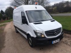 2014/64 REG MERCEDES-BENZ SPRINTER 313 CDI 2.2 DIESEL WHITE PANEL VAN, SHOWING 1 FORMER KEEPER