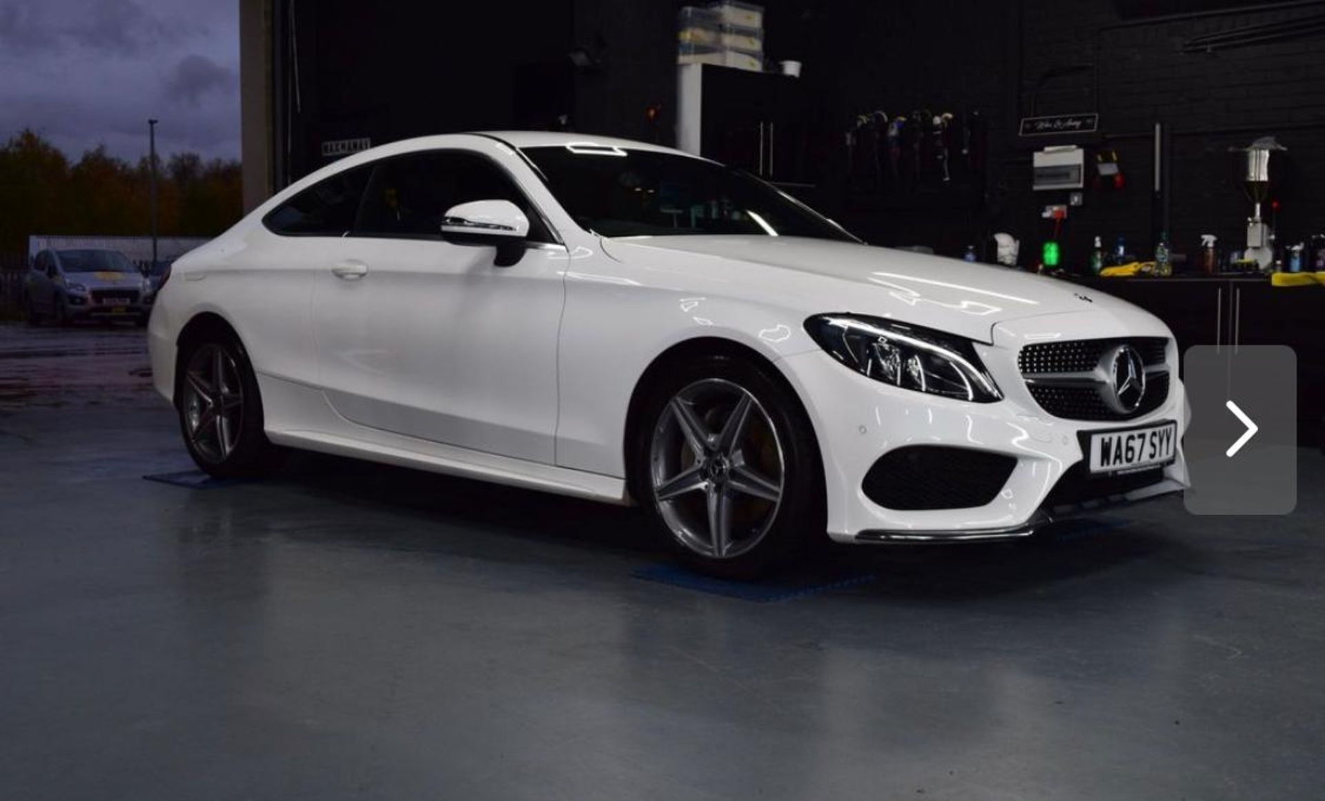 2017/67 REG MERCEDES-BENZ C200 AMG LINE 2.0 PETROL WHITE COUPE, SHOWING 1 FORMER KEEPER *NO VAT*