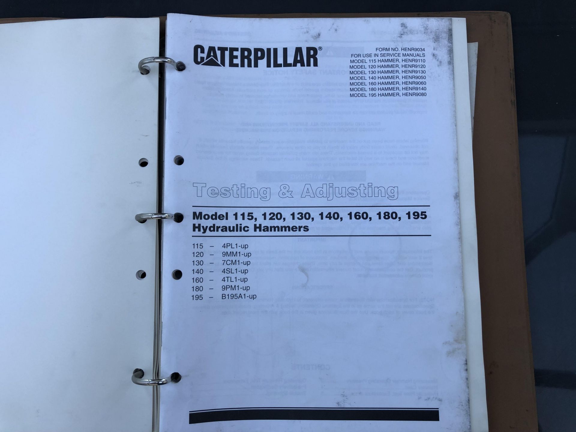 CATERPILLAR MODEL 180 HAMMER SERVICE MANUAL, GENUINE FACTORY CAT WORKSHOP MANUAL - Image 3 of 8