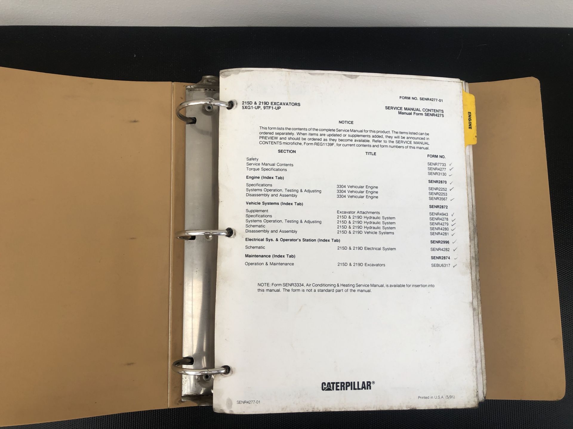 CATERPILLAR 215D 219D SERVICE MANUAL, GENUINE FACTORY CAT WORKSHOP MANUAL - Image 3 of 3