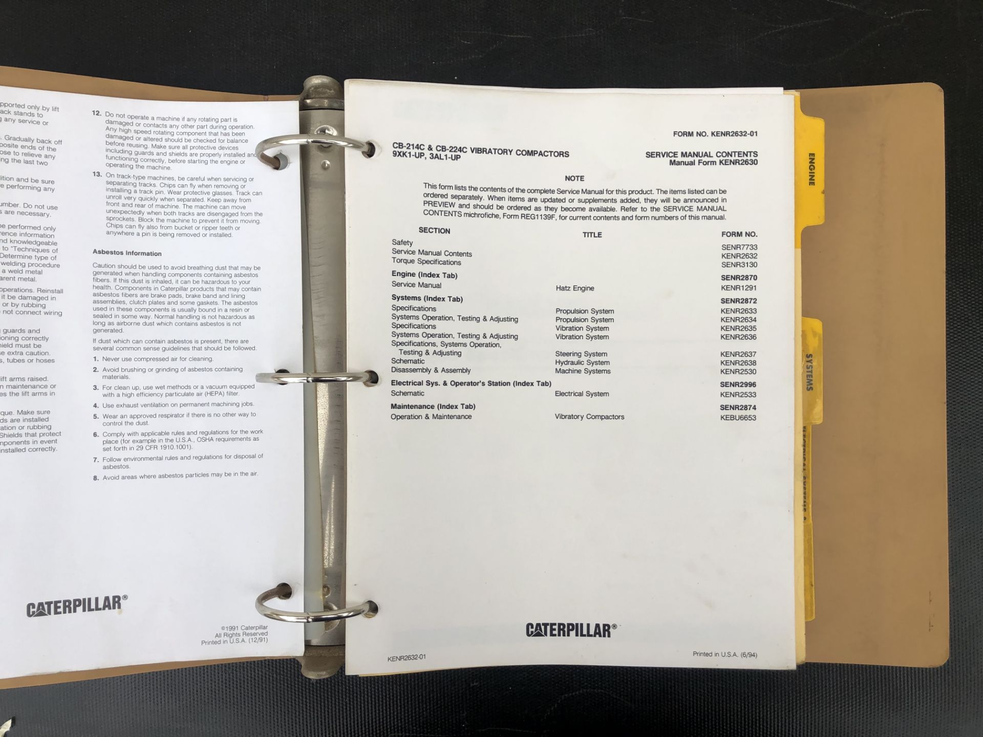 CATERPILLAR CB214C CB224C SERVICE MANUAL, GENUINE FACTORY CAT WORKSHOP MANUAL - Image 3 of 3