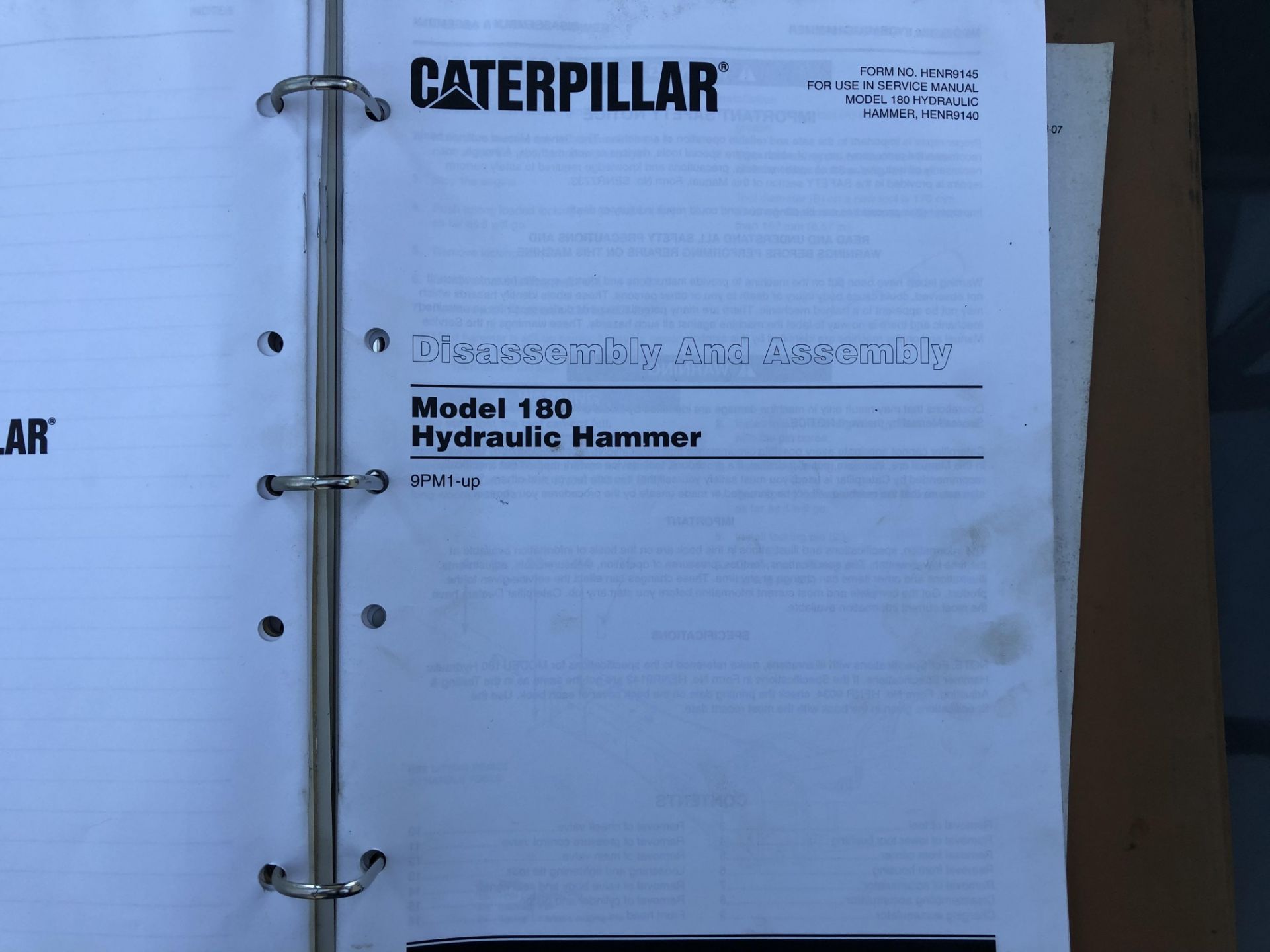 CATERPILLAR MODEL 180 HAMMER SERVICE MANUAL, GENUINE FACTORY CAT WORKSHOP MANUAL - Image 7 of 8