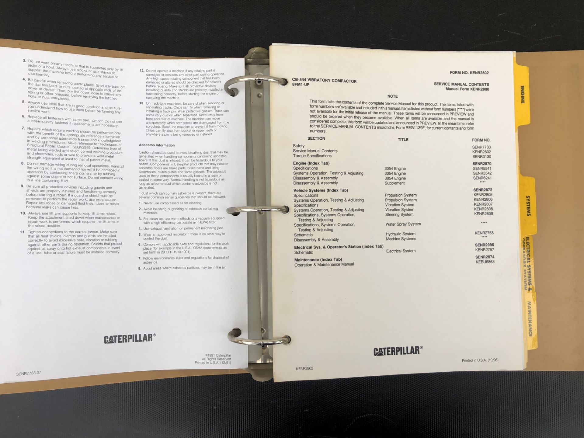 CATERPILLAR CB544 SERVICE MANUAL, GENUINE FACTORY CAT WORKSHOP MANUAL - Image 3 of 3