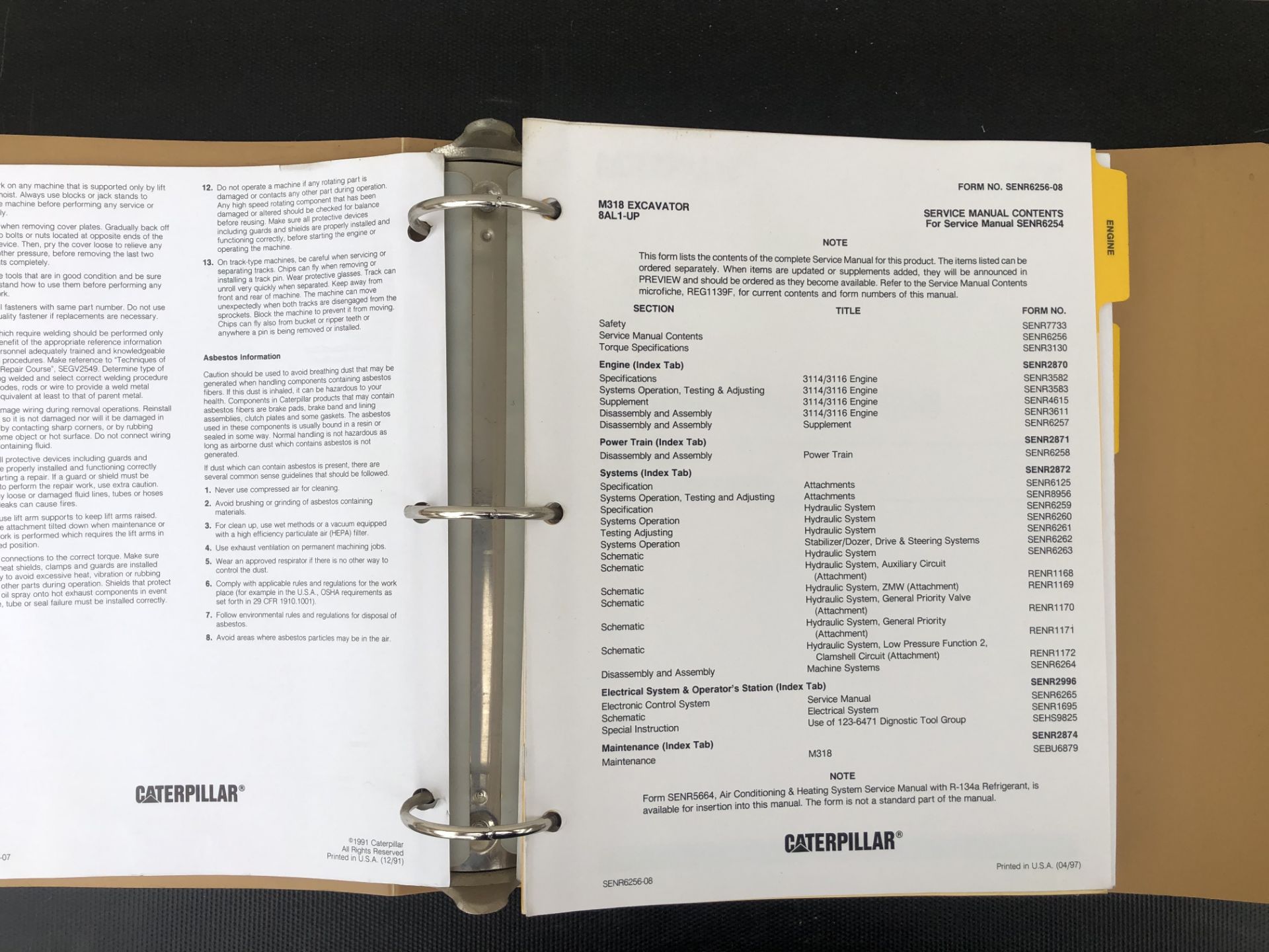 CATERPILLAR M318 SERVICE MANUAL, GENUINE FACTORY CAT WORKSHOP MANUAL - Image 3 of 3