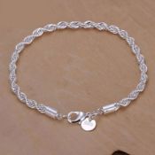 925 Sterling Silver Plated Twisted Rope Bracelet 3mm Thick Chain Link *NO VAT*