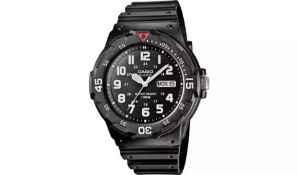 CASIO MENS BLACK WRIST WATCH RESIN, WATER RESISTANT TO 100M *NO VAT*