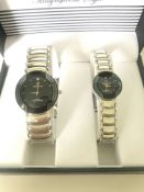 SWISS LINE MAGNIFICENT STYLE QUARTZ HIS AND HERS WATCH SET, UNTESTED (NEEDS NEW BATTERIES)