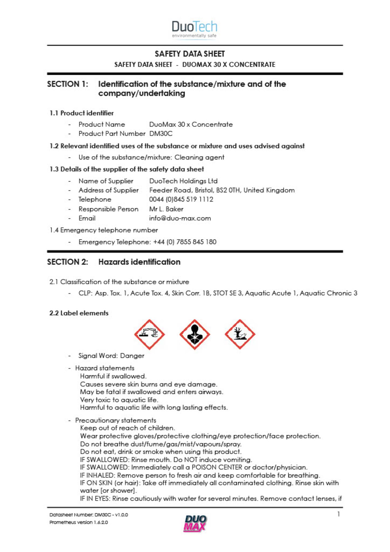 TANK OF DUOMAX SUPER CONCENTRATED DISINFECTANT, MADE IN UK, MARCH 2020, ALL DOCUMENTS ATTACHED - Image 3 of 75