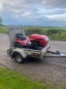 SINGLE AXLE PLANT TRAILER COMES WITH MTD RIDE ON LAWN MOWER, RUNS DRIVES AND CUTS *NO VAT*