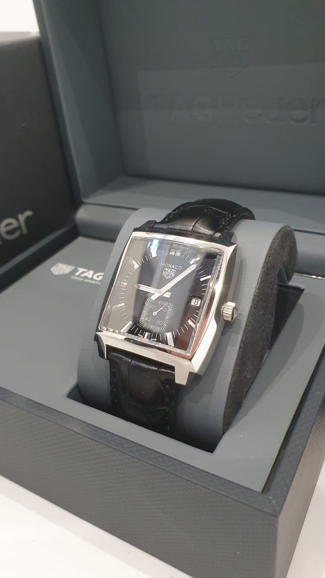 TAG HEUER MONACO MENS 37MM, WITH BOX & GUARANTEE CARD *NO VAT* - Image 3 of 11