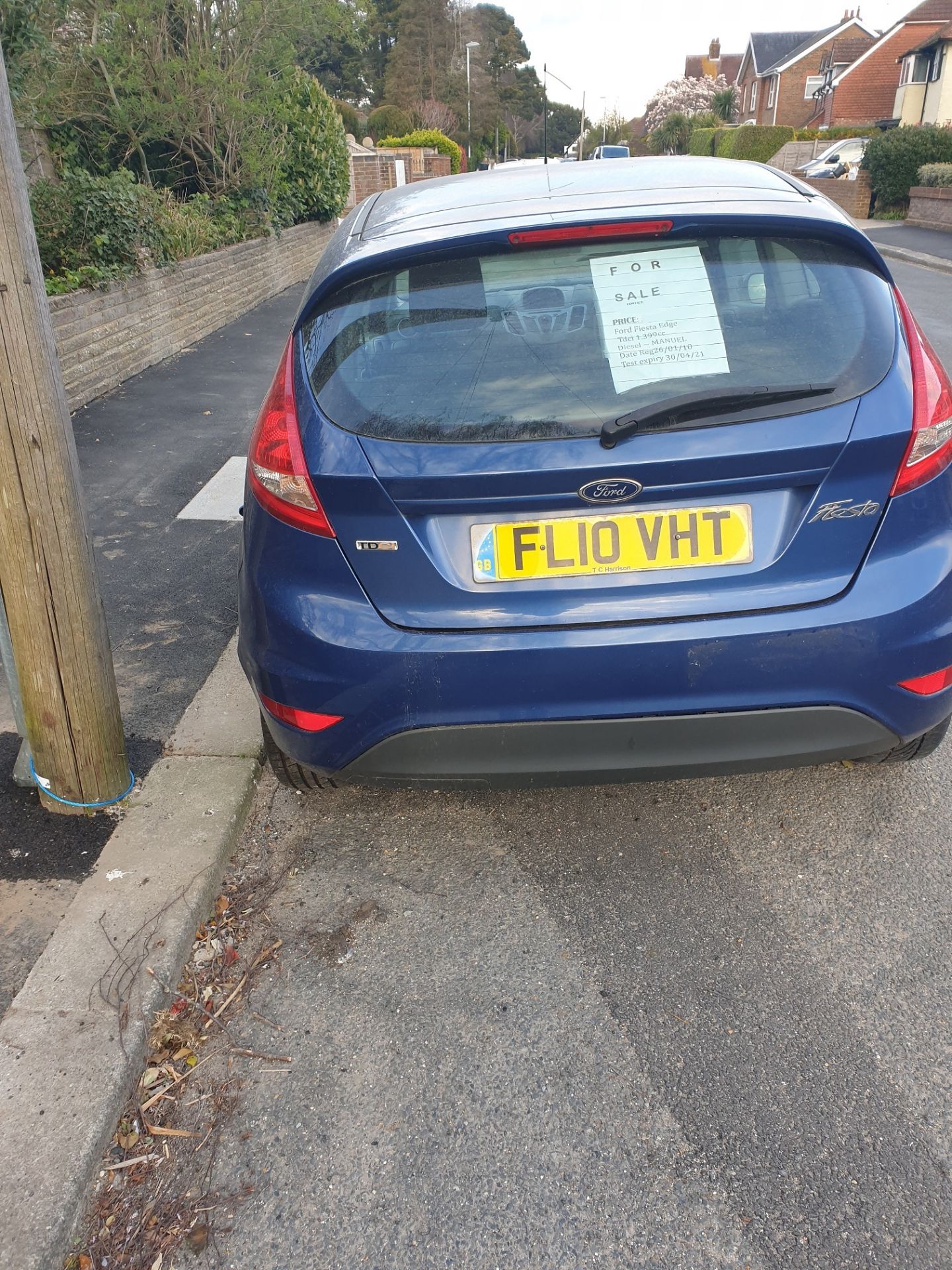 2010 FORD FIESTA EDGE TDCI 68, BLUE 3 DOOR HATCHBACK, 1.4 DIESEL ENGINE *NO VAT* - Image 3 of 8