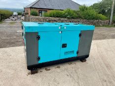 NEW AND UNUSED 25KvA SILENT GENERATOR, 4 CYLINDER DIESEL ENGINE, RUNS AND WORKS *PLUS VAT*