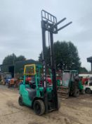 2015 MITSUBISHI FG25NT GAS FORKLIFT, RUNS, DRIVES, LIFTS, SIDE SHIFT, CONTAINER SPEC