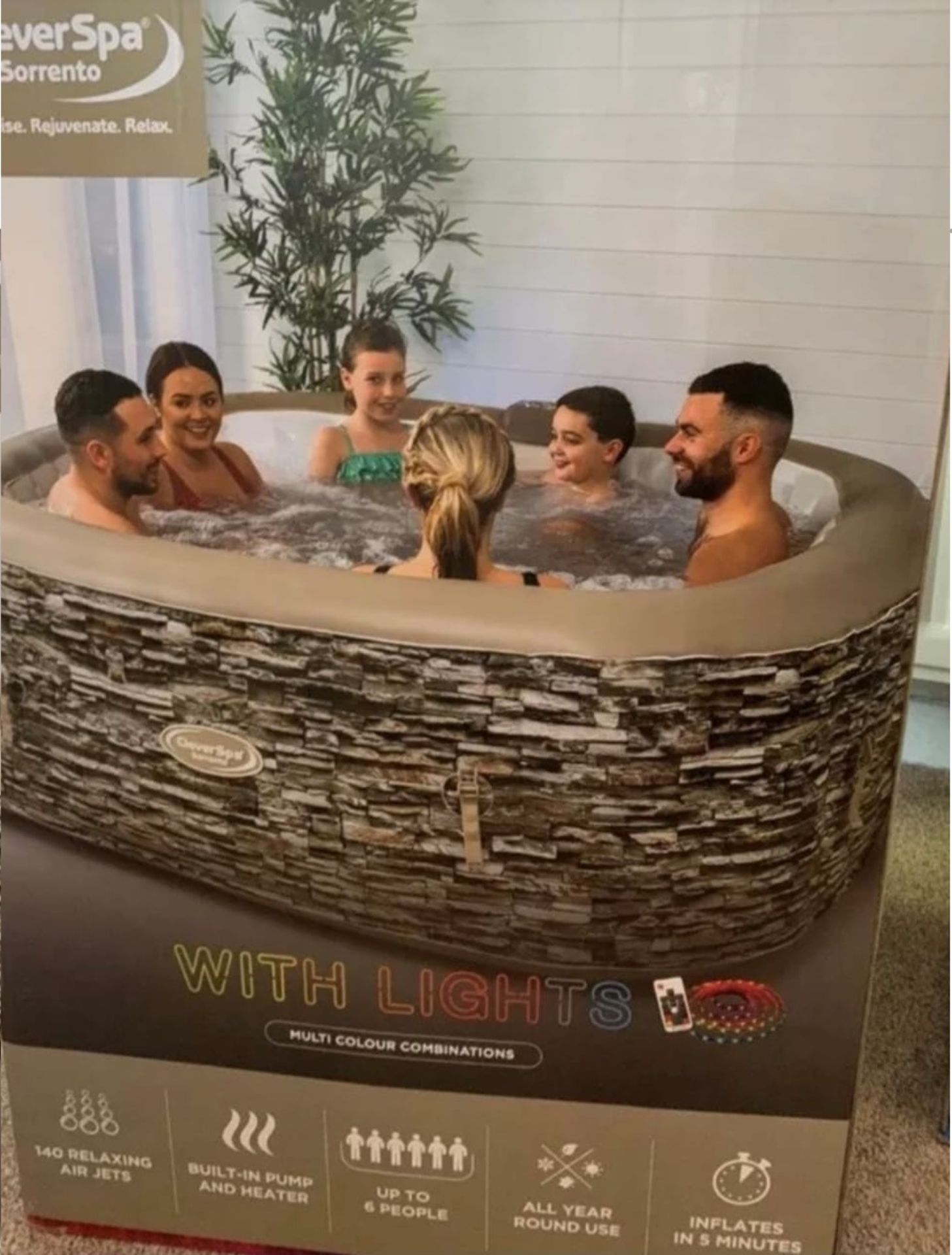 CLEVERSPA SORRENTO 6 PERSON INFLATABLE HOT TUB SPA WITH LED LIGHTS, IN USED CONDITION *NO VAT* - Image 2 of 8