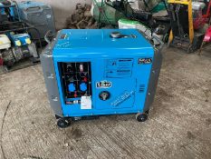 NEW AND UNUSED SILENT 8.5KvA DIESEL GENERATOR, ELECTRIC START, TOOL BAG INCLUDED *NO VAT*