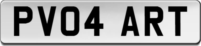 PV04 ART CHERISHED NUMBER PLATE - CURRENTLY ON RETENTION *NO VAT*