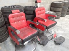2 x HEIGHT ADJUSTABLE BARBERS CHAIRS WITH HEADRESTS AND FOOT REST *PLUS VAT*