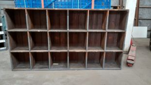 UNIQUE OLD SOLID WOODEN PIGEON HOLE RACKING, 2145mm x 1660mm x 320mm *NO VAT*