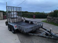 INDESPENSION 3.5TON TIWN AXLE PLANT TRAILER, 10ft c 6ft, GOOD SOLID FLOOR, TOWS WELL *NO VAT*