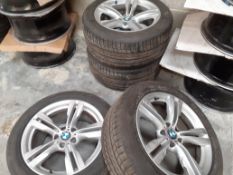 4 x BMW X5 X6 ALLOY WHEELS WITH TYRES 255 50 19, 4mm TREAD, USED *NO VAT*