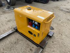 YELLOW 8.5 KVA DIESEL SILENT GENERATOR, RUNS AND WORKS WELL, EX DISPLAY UNIT *NO VAT*