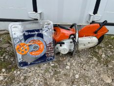 STIHL TS410 DISC CUTTER WITH NEW AND UNUSED HUSQVARNA DIAMOND BLADE *NO VAT*