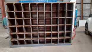 UNIQUE OLD SOLID WOODEN PIGEON HOLE RACKING, 2460mm x 1660mm x 450mm *NO VAT*
