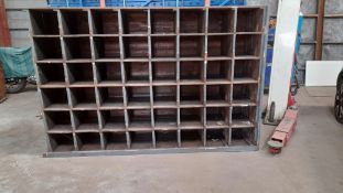 UNIQUE OLD SOLID WOODEN PIGEON HOLE RACKING, 2320mm x 1500mm x 535mm *NO VAT*