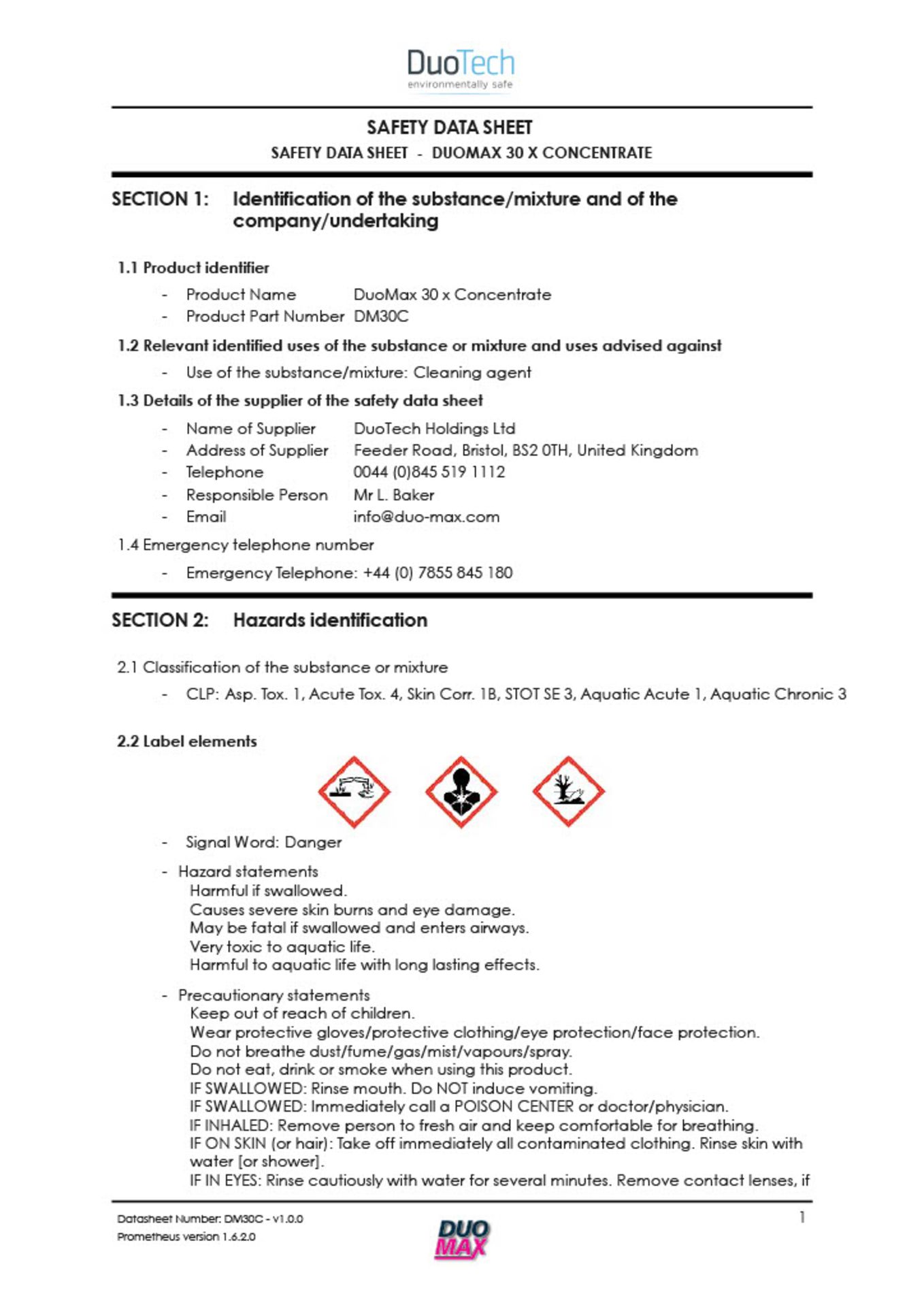 1000L IBC OF DUOMAX SUPER CONCENTRATED DISINFECTANT, MADE IN UK, MARCH 2020, ALL DOCUMENTS ATTACHED - Image 3 of 75