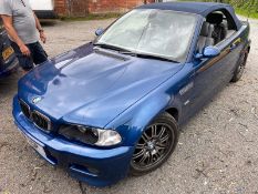 2003 BMW M3 BLUE CONVERTIBLE, 3.2 PETROL ENGINE, SHOWING 120K MILES *NO VAT*