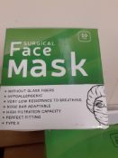 SURGICAL FACE MASKS - YOU'RE ONLY BIDDING FOR ONE CARTON OF 40 BOXES, EACH BOX = 50 MASKS 2000 TOTAL