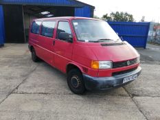 2000 VOLKSWAGEN TRANSPORTER TD LWB RED 9 SEAT MINIBUS, 159K MILES, 1.9 DIESEL ENGINE *PLUS VAT*