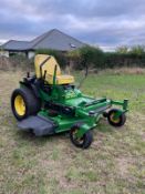 JOHN DEERE 717 Z-TRAK ZERO TURN RIDE ON LAWN MOWER, RUNS DRIVES AND CUTS, SHOWING A LOW 336 HOURS