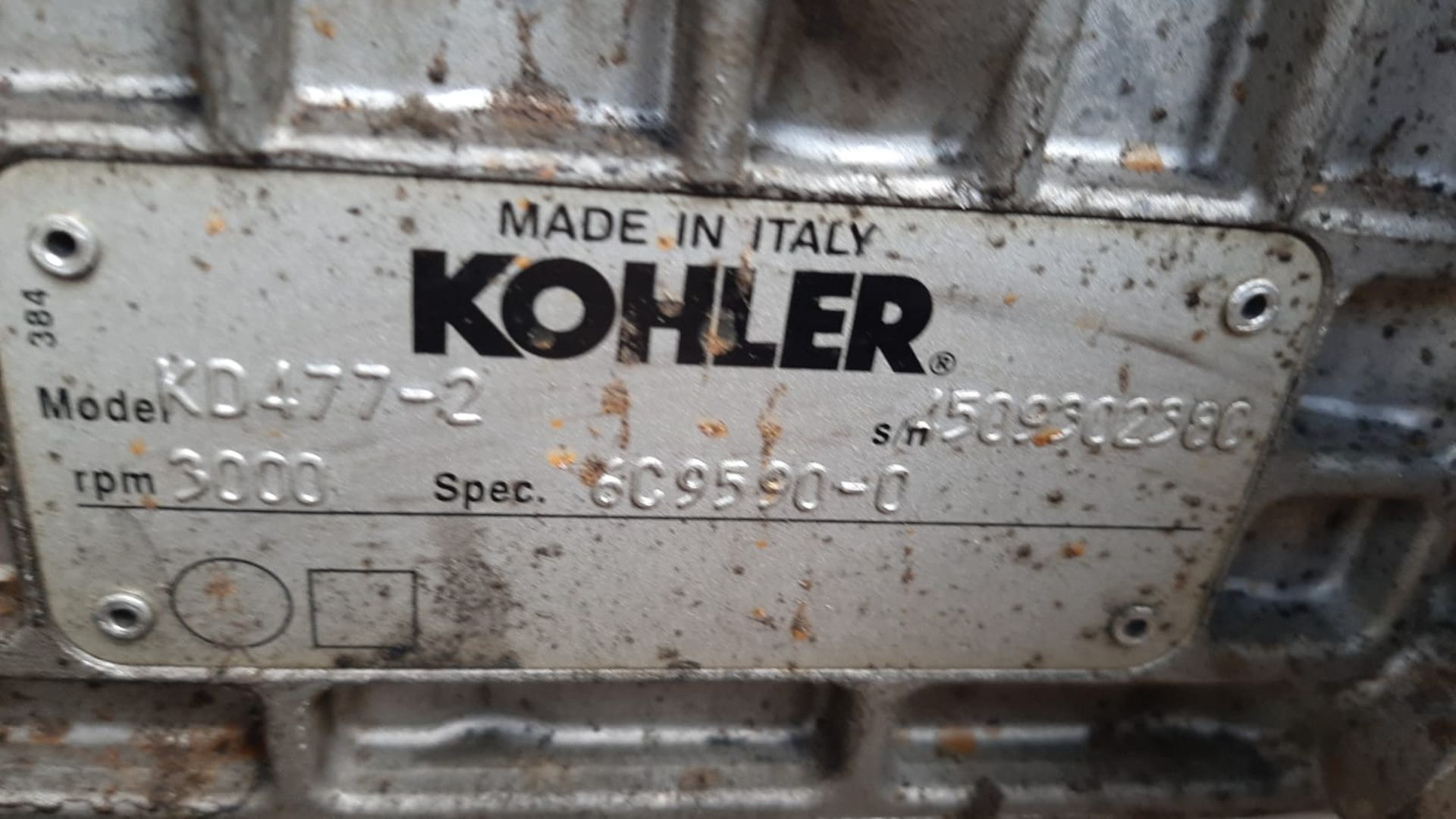 KOHLER DIESEL ENGINE (RUGGERINI) MODEL KD477-2 3000RPM *NO VAT* - Image 4 of 4