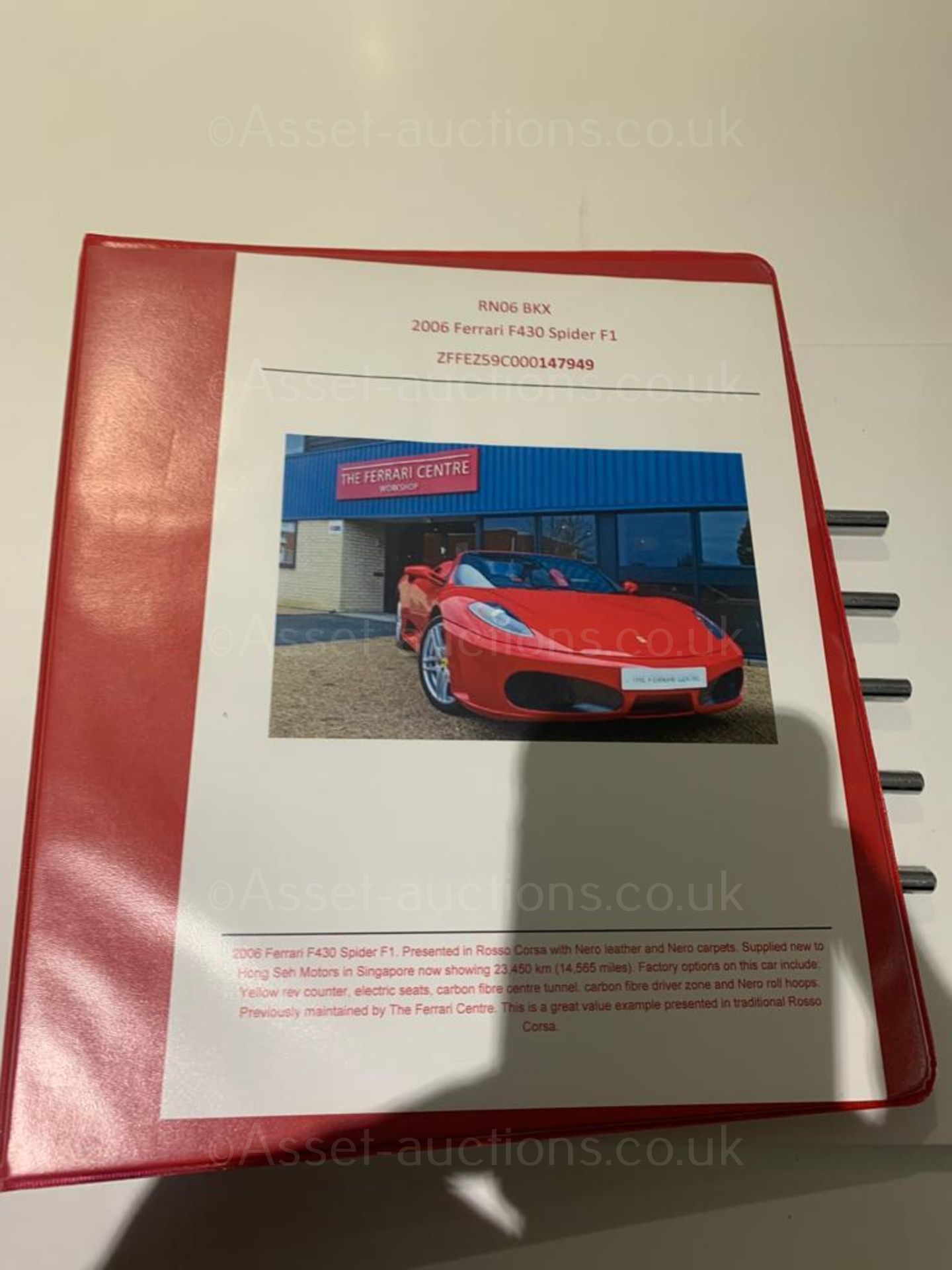 2006 FERRARI F430 SPIDER F1 CONVERTIBLE RED SPORTS CAR, SHOWING 3 FORMER KEEPERS *NO VAT* - Image 27 of 28