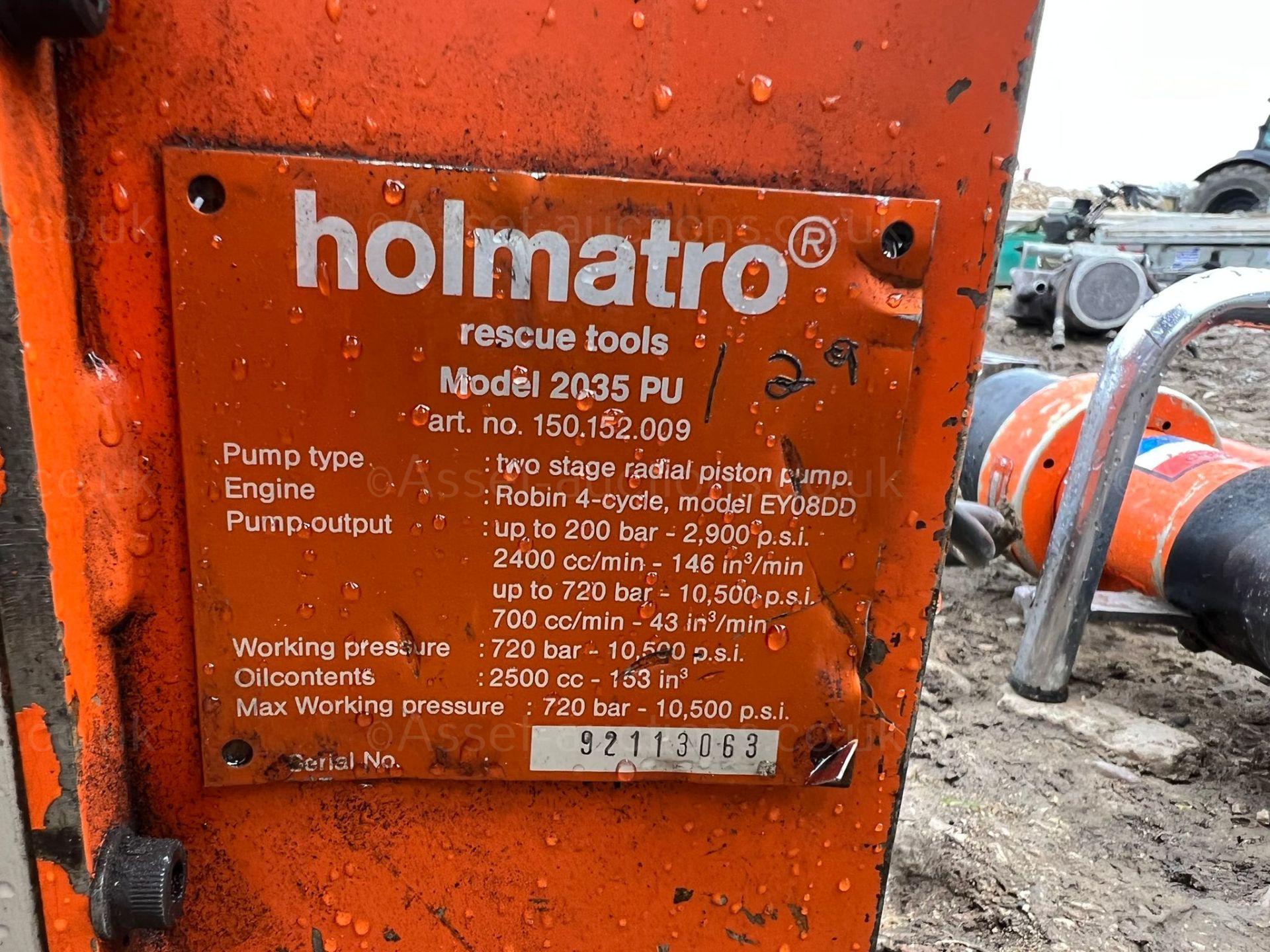 HOLMATRO 2035 PU RESCUE EQUIPMENT BUNDLE, IN WORKING ORDER, ROBIN EY08 PETROL ENGINE *PLUS VAT* - Image 10 of 10