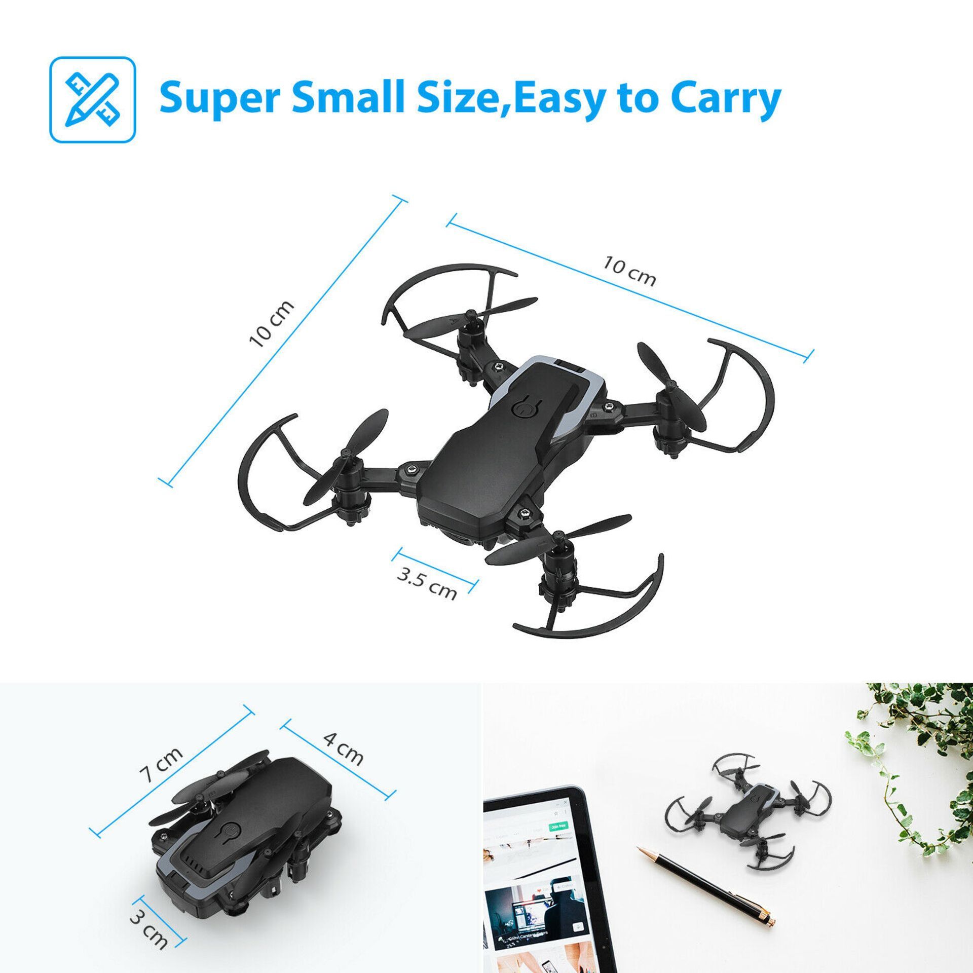 NEW & UNUSED DRONE X PRO WIFI FPV 4K HD CAMERA FOLDABLE RC QUADCOPTER + CASE/ BAG *NO VAT* - Image 4 of 8