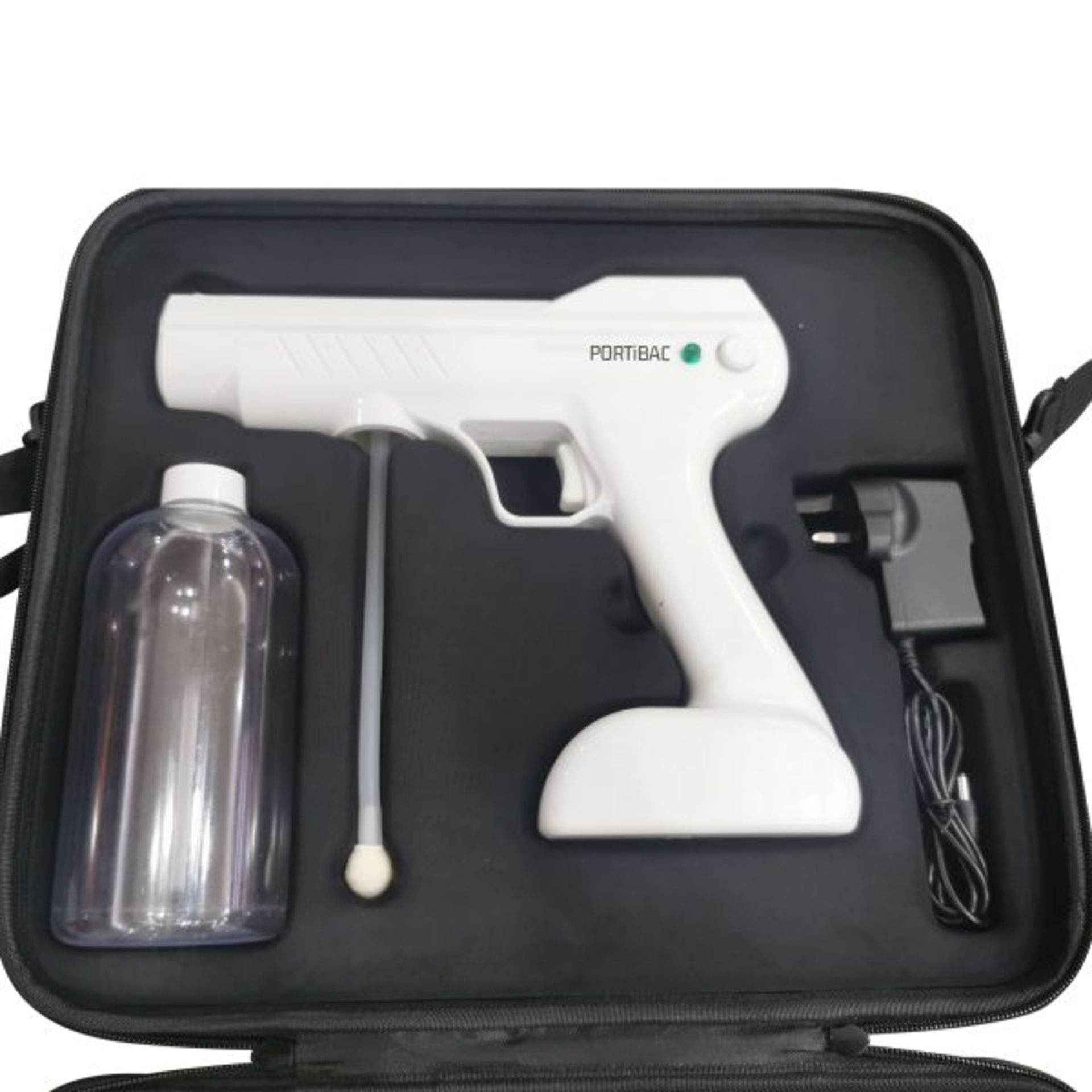 8 x WHITE PORTIBAC SPRAY GUNS, C/W 800ml SOLUTION, CARRY CASE, WINDOW STICKERS, WARRANTY *PLUS VAT* - Image 2 of 11