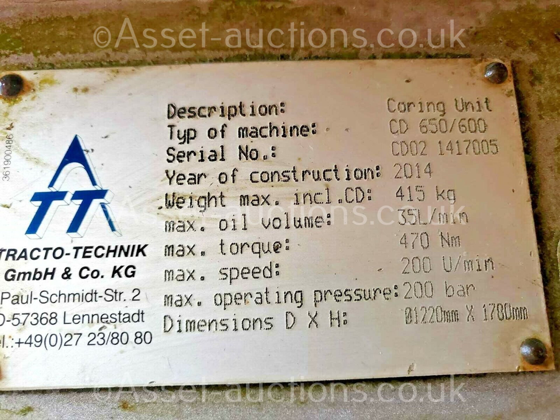 CORING UNIT/ HOLE BORER TRACTO-TECHNIK CD650-600, YEAR 2014 *PLUS VAT* - Image 5 of 6