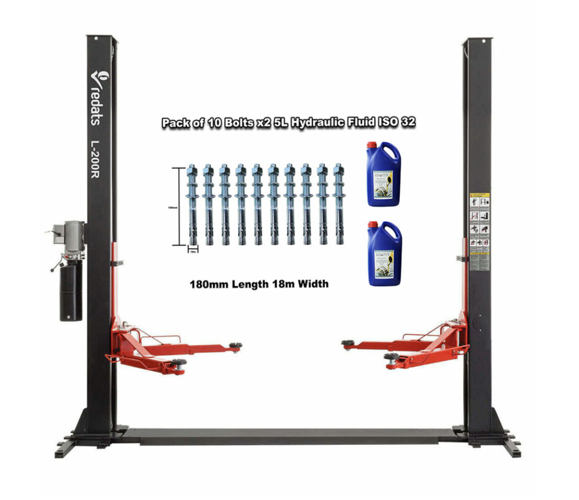 BRAND NEW ! REDATS L-200R MANUAL 4 TONNE 2 POST LIFT WITH BASE FRAME *PLUS VAT* - Image 3 of 12